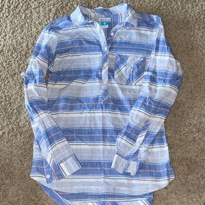 Blue and White Striped Button-Down Shirt